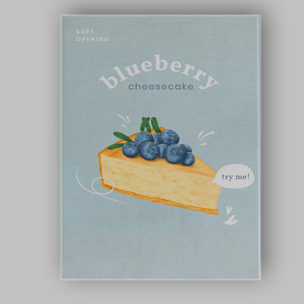 Blueberry Cheesecake Slice Bakery Poster Canvas Wall Art Print Decor Picture Ready to Hang