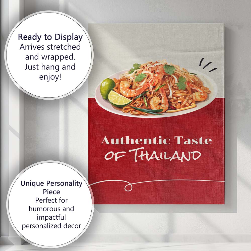 Authentic Thai Prawn Noodle Street Food Poster Canvas Wall Art Print Decor Picture Ready to Hang