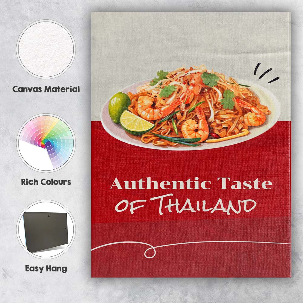 Authentic Thai Prawn Noodle Street Food Poster Canvas Wall Art Print Decor Picture Ready to Hang