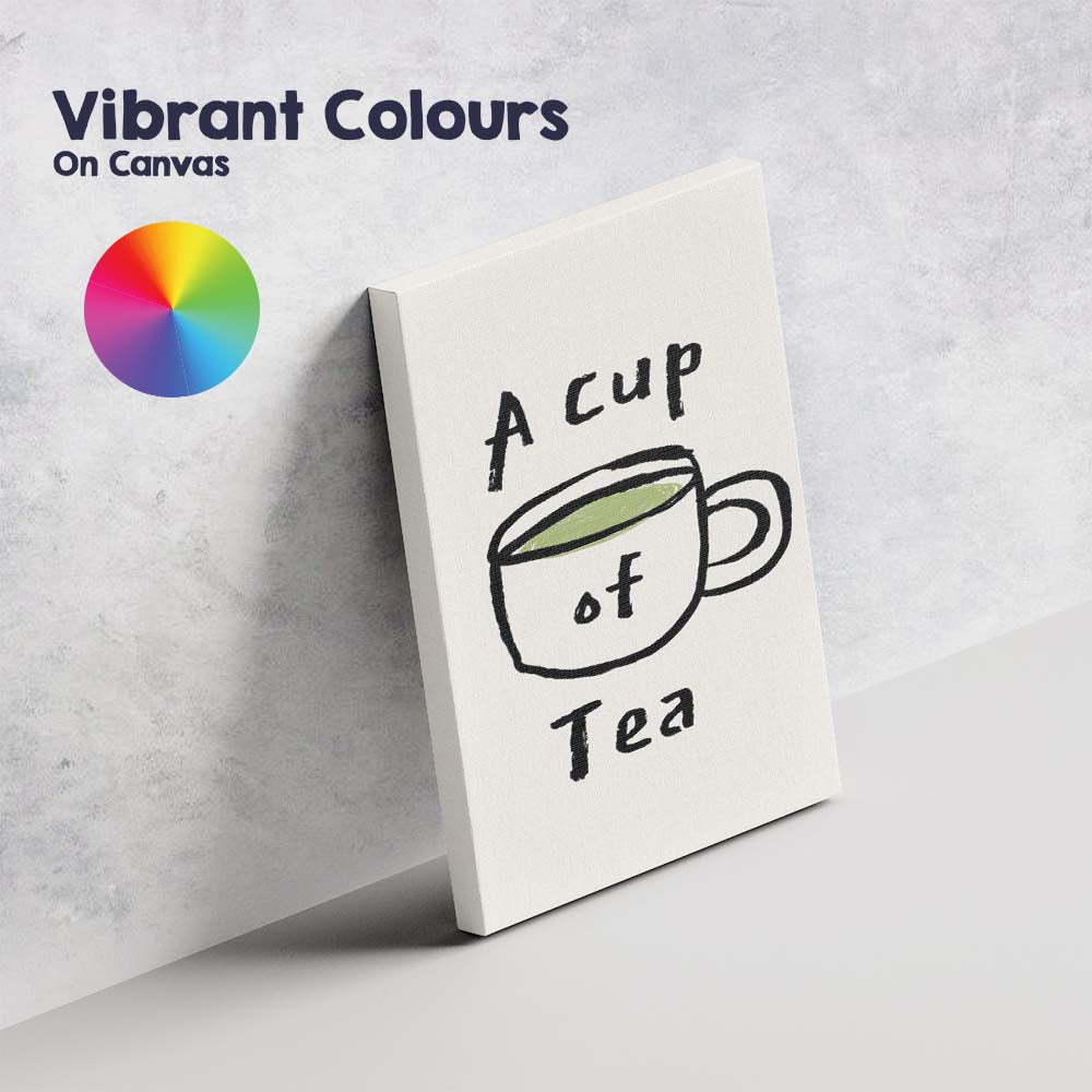 Rustic Hand Drawn Cup of Tea Illustration Canvas Wall Art Print Decor Picture Ready to Hang