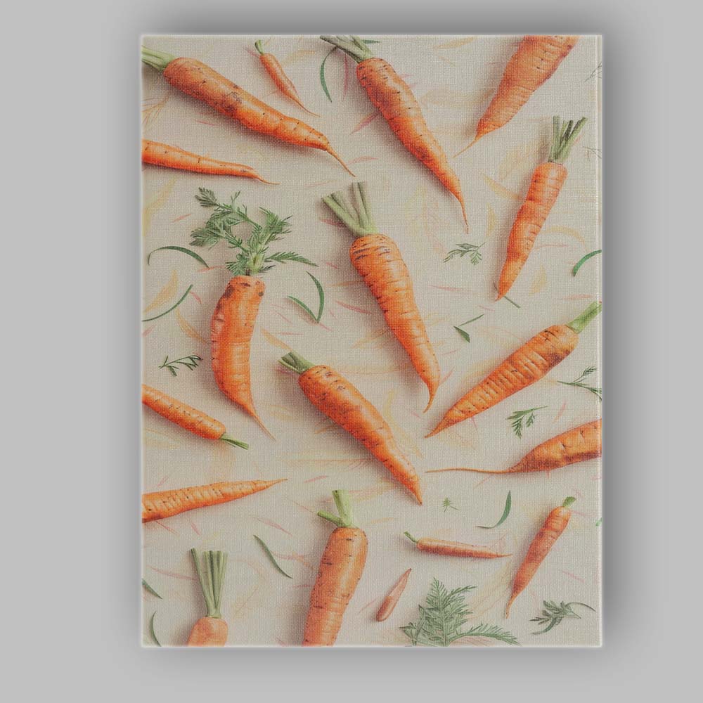 Rustic Carrot Vegetable Repeat Pattern Canvas Wall Art Print Decor Picture Ready to Hang