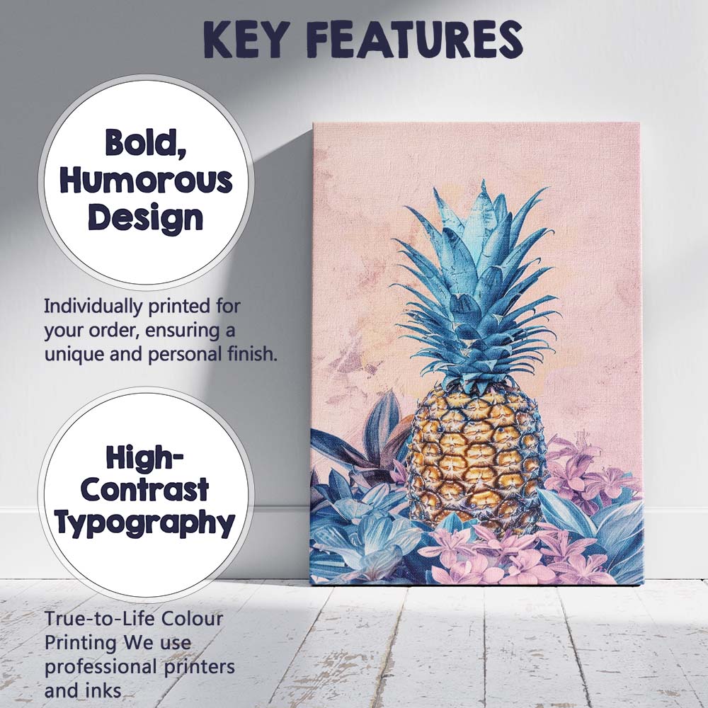 Pastel Tropical Pineapple Botanical Still Life Canvas Wall Art Print Decor Picture Ready to Hang