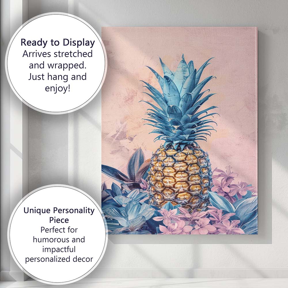 Pastel Tropical Pineapple Botanical Still Life Canvas Wall Art Print Decor Picture Ready to Hang
