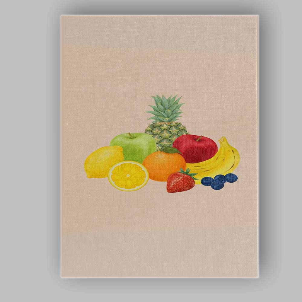 Minimalist Mixed Fresh Fruit Still Life Illustration Canvas Wall Art Print Decor Picture Ready to Hang