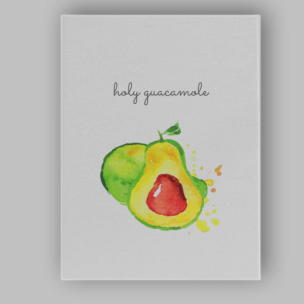 Watercolour Holy Guacamole Avocado Kitchen Quote Canvas Wall Art Print Decor Picture Ready to Hang