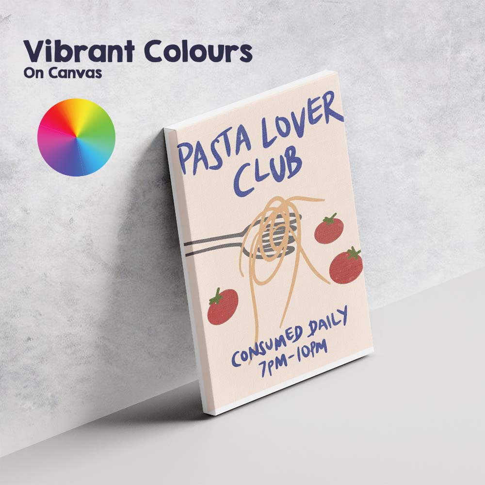 Pasta Lover Club Typography Kitchen Canvas Wall Art Print Decor Picture Ready to Hang