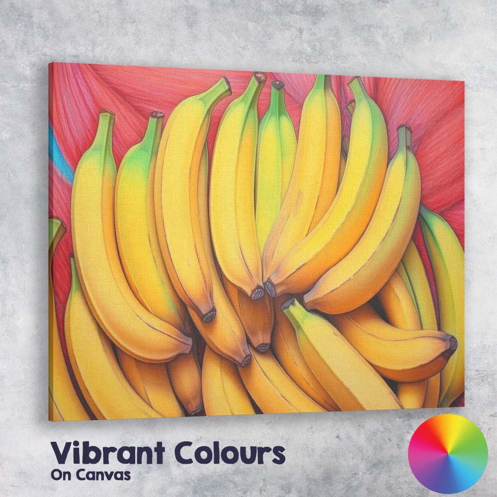 Colourful Ripe Banana Cluster Contemporary Fruit Canvas Wall Art Print Decor Picture Ready to Hang