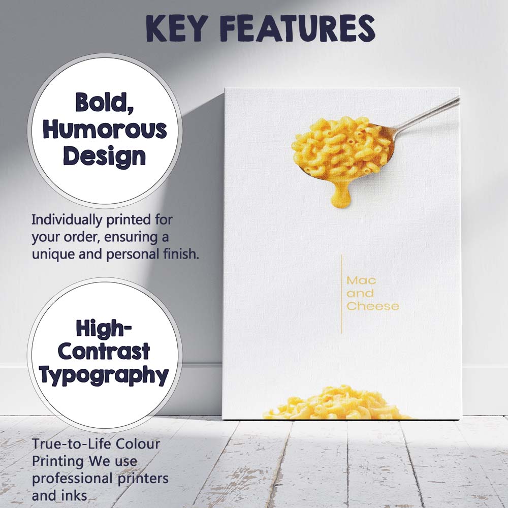 Creamy Mac and Cheese Spoon Food Photography Canvas Wall Art Print Decor Picture Ready to Hang