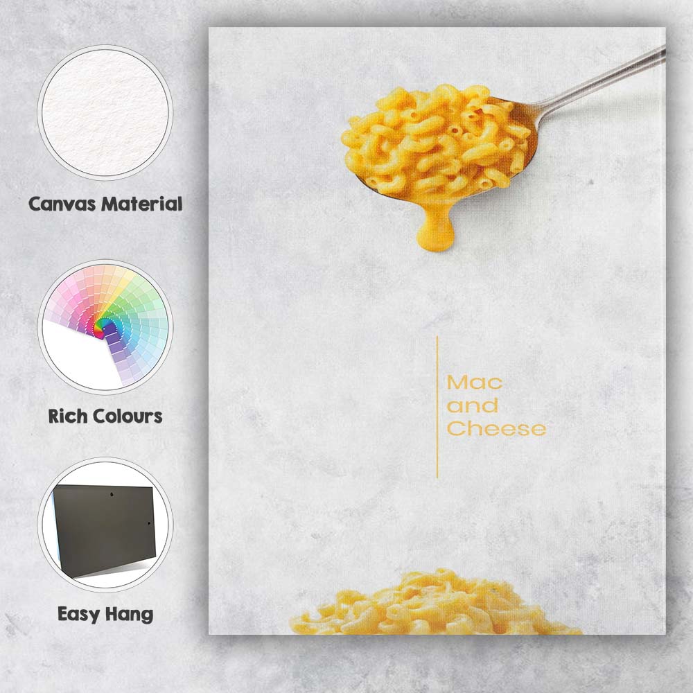 Creamy Mac and Cheese Spoon Food Photography Canvas Wall Art Print Decor Picture Ready to Hang