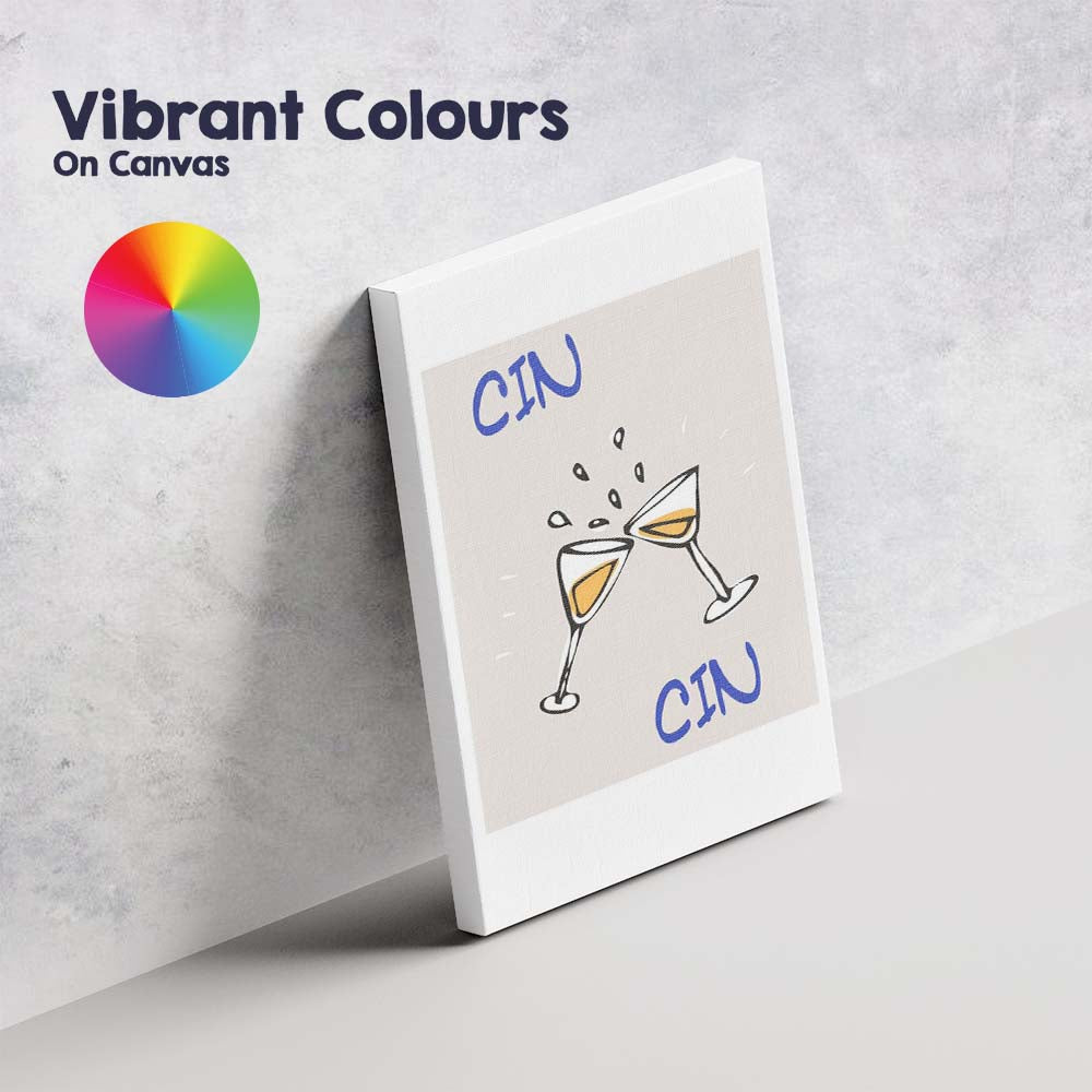 Cheers Cocktail Glasses Minimalist Quote Canvas Wall Art Print Decor Picture Ready to Hang