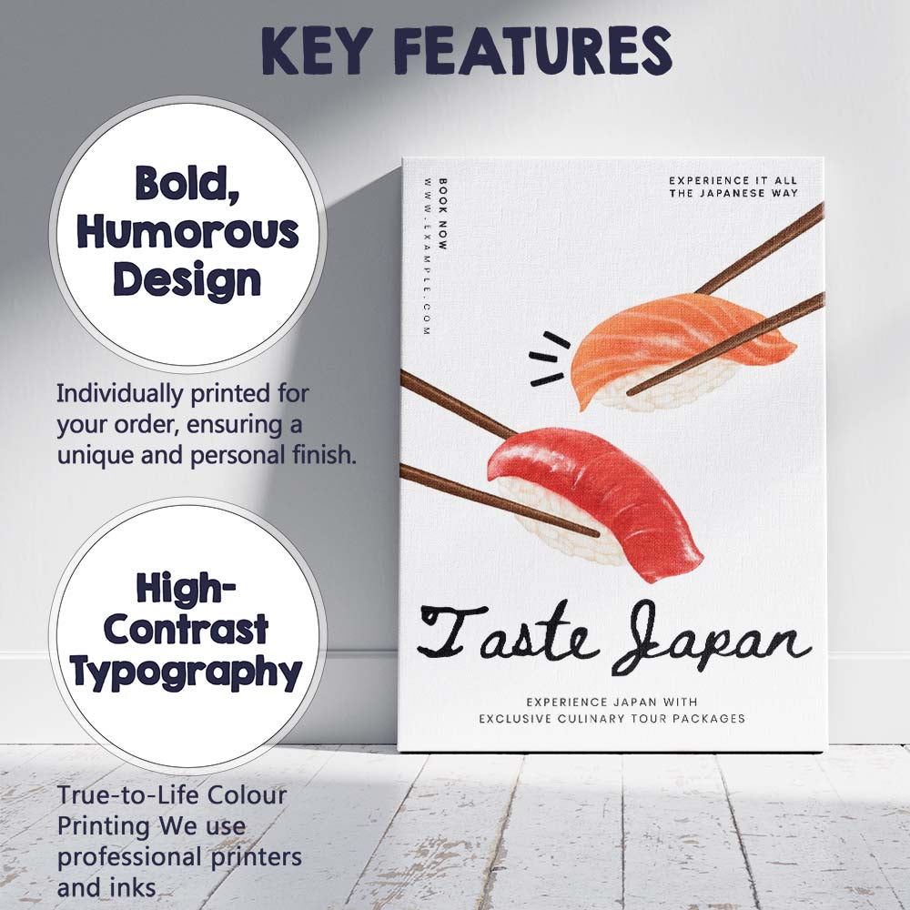 Japanese Sushi Chopsticks Minimalist Food Poster Canvas Wall Art Print Decor Picture Ready to Hang