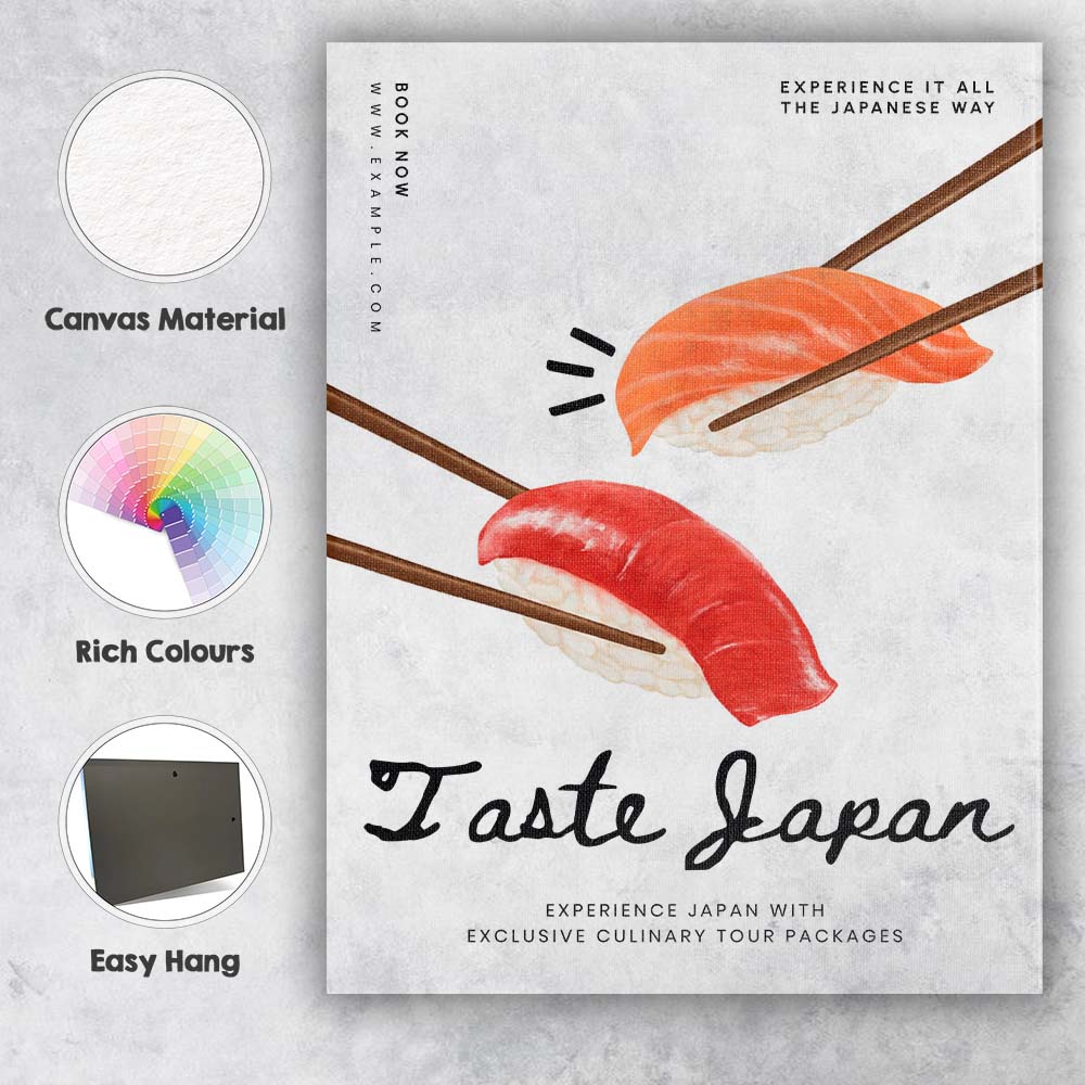 Japanese Sushi Chopsticks Minimalist Food Poster Canvas Wall Art Print Decor Picture Ready to Hang