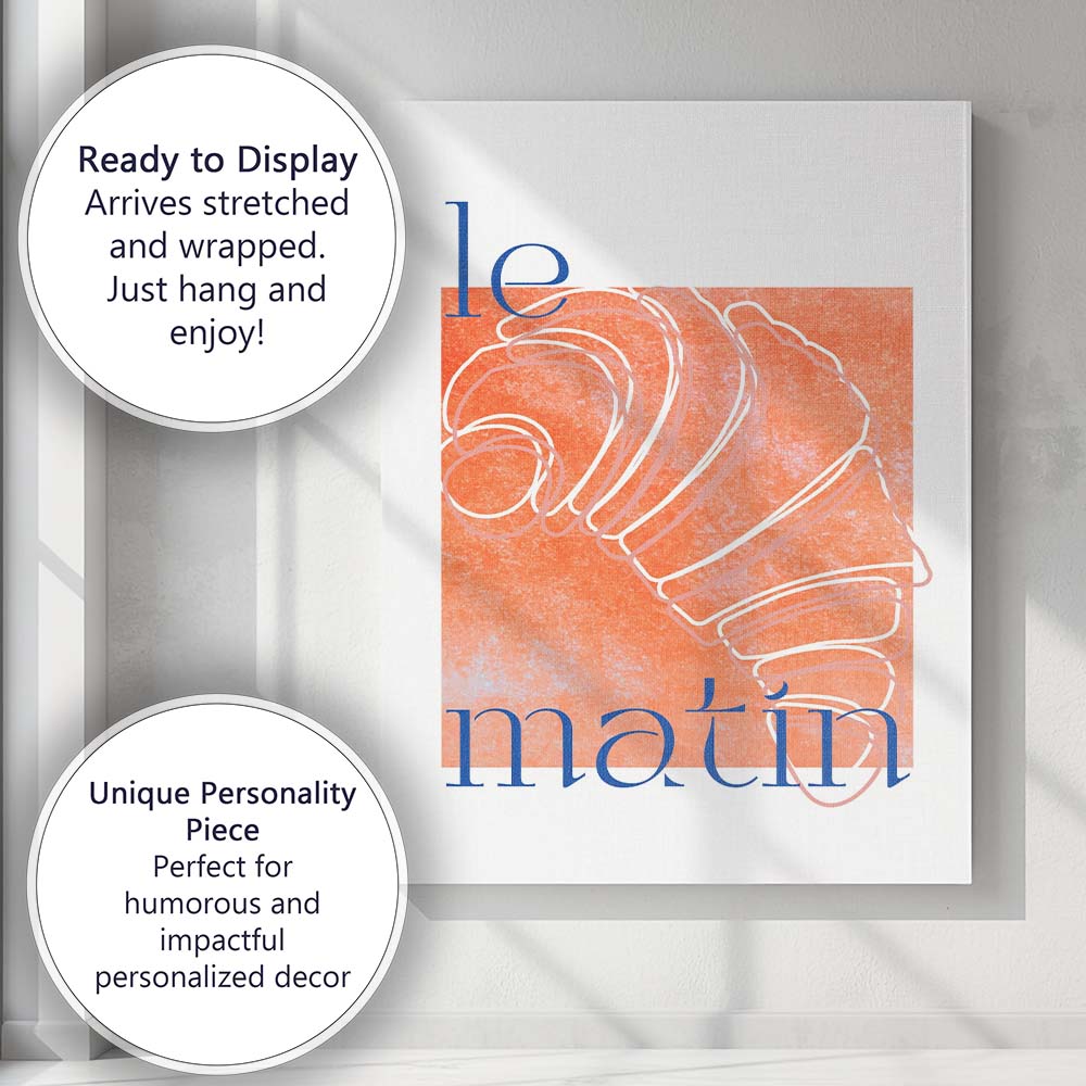 Minimalist Croissant Line Art Modern Kitchen Poster Canvas Wall Art Print Decor Picture Ready to Hang