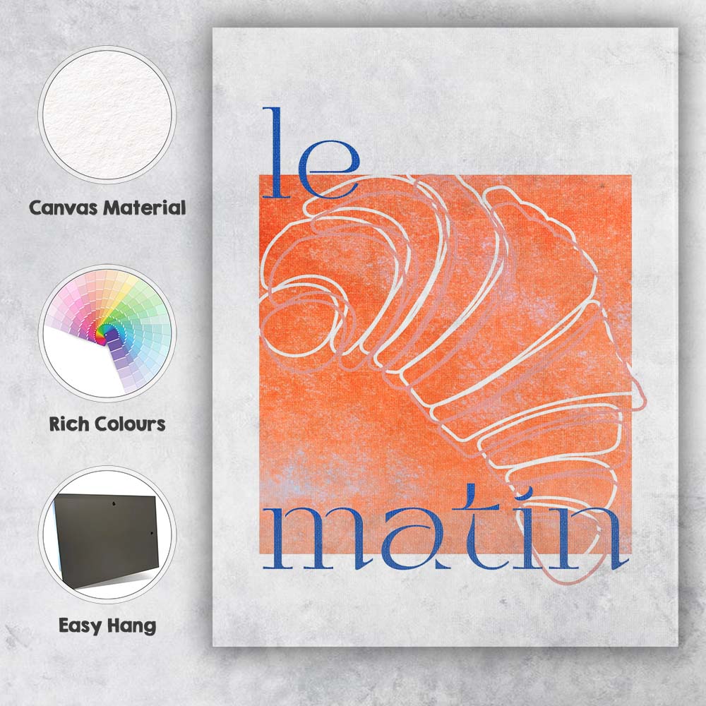 Minimalist Croissant Line Art Modern Kitchen Poster Canvas Wall Art Print Decor Picture Ready to Hang