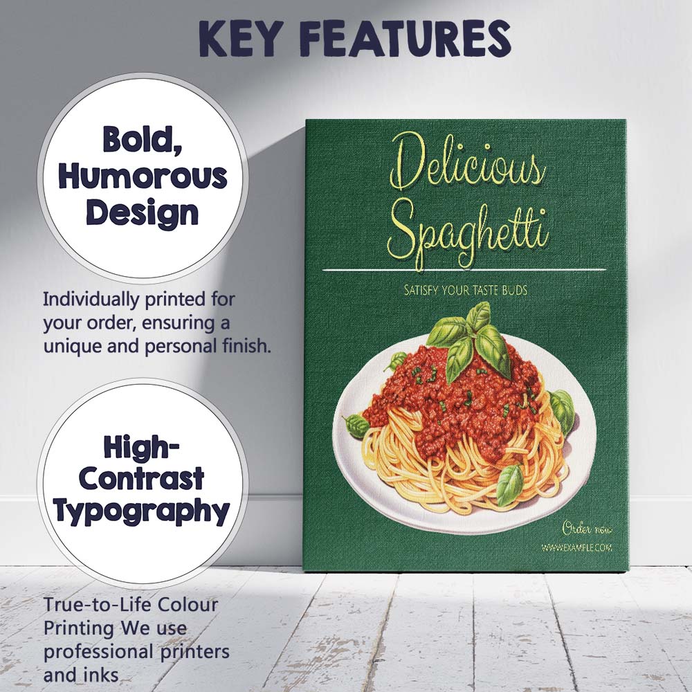 Classic Spaghetti Bolognese Italian Food Restaurant Poster Canvas Wall Art Print Decor Picture Ready to Hang