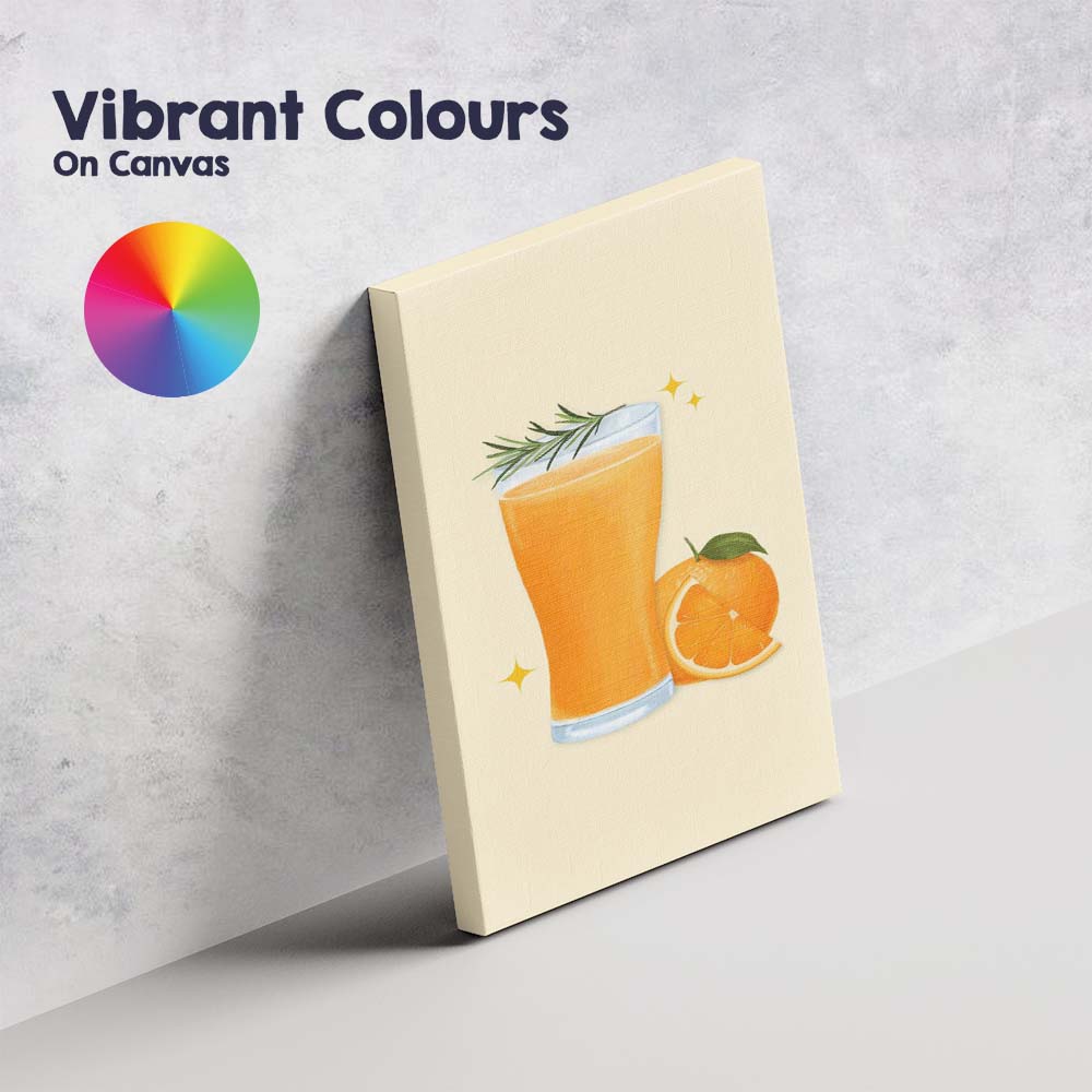 Fresh Orange Juice Watercolour Citrus Drink Illustration Canvas Wall Art Print Decor Picture Ready to Hang