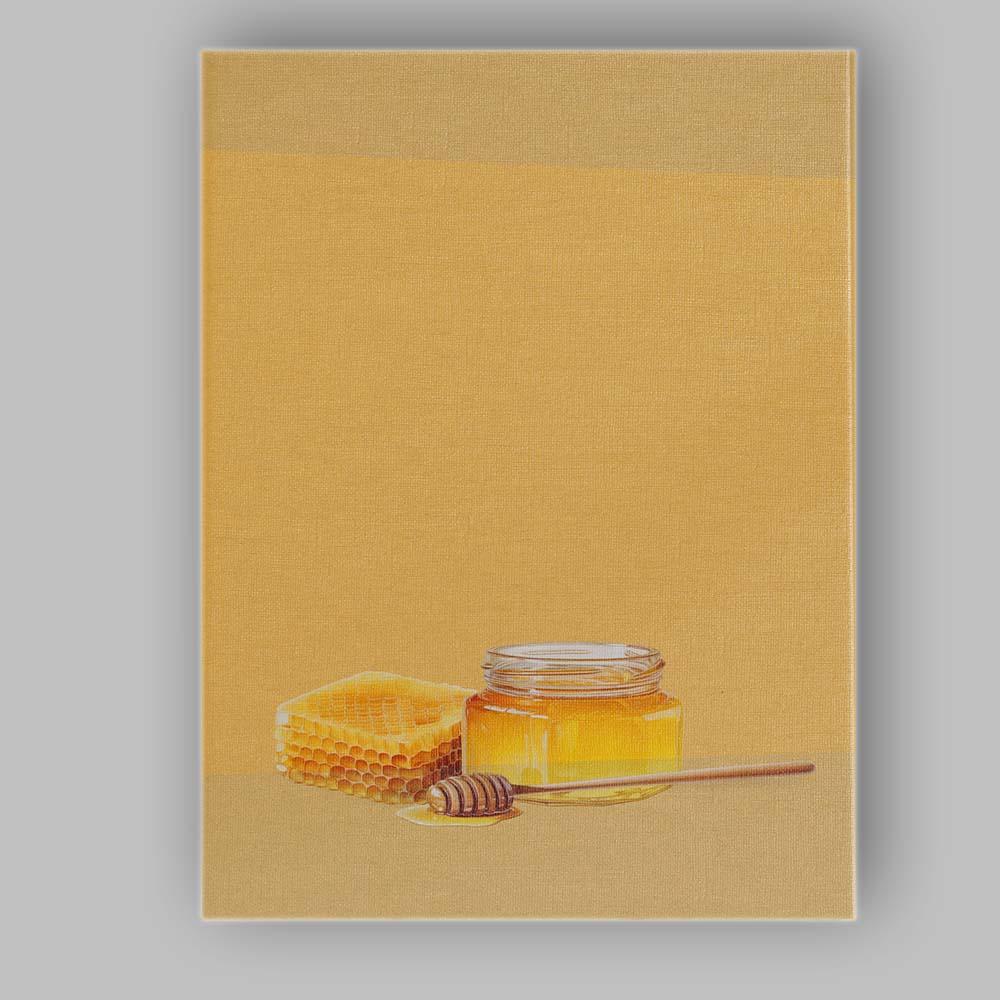 Golden Honey Jar Honeycomb and Dipper Still Life Canvas Wall Art Print Decor Picture Ready to Hang