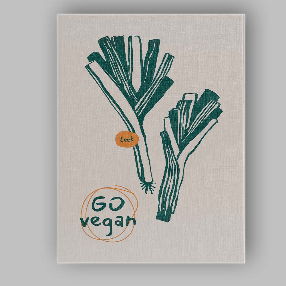 Minimalist Leek Vegetable Kitchen Line Art Illustration Canvas Wall Art Print Decor Picture Ready to Hang
