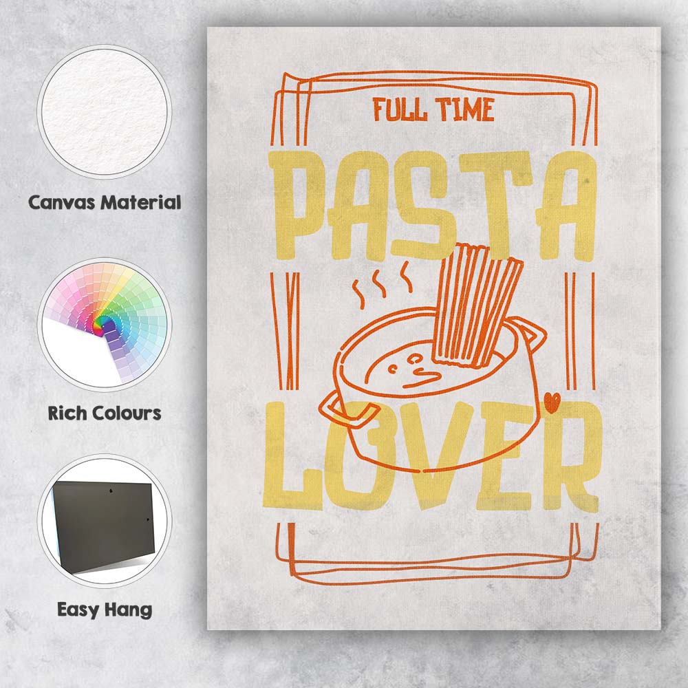 Minimalist Pasta Lover Typography Kitchen Quote Illustration Canvas Wall Art Print Decor Picture Ready to Hang
