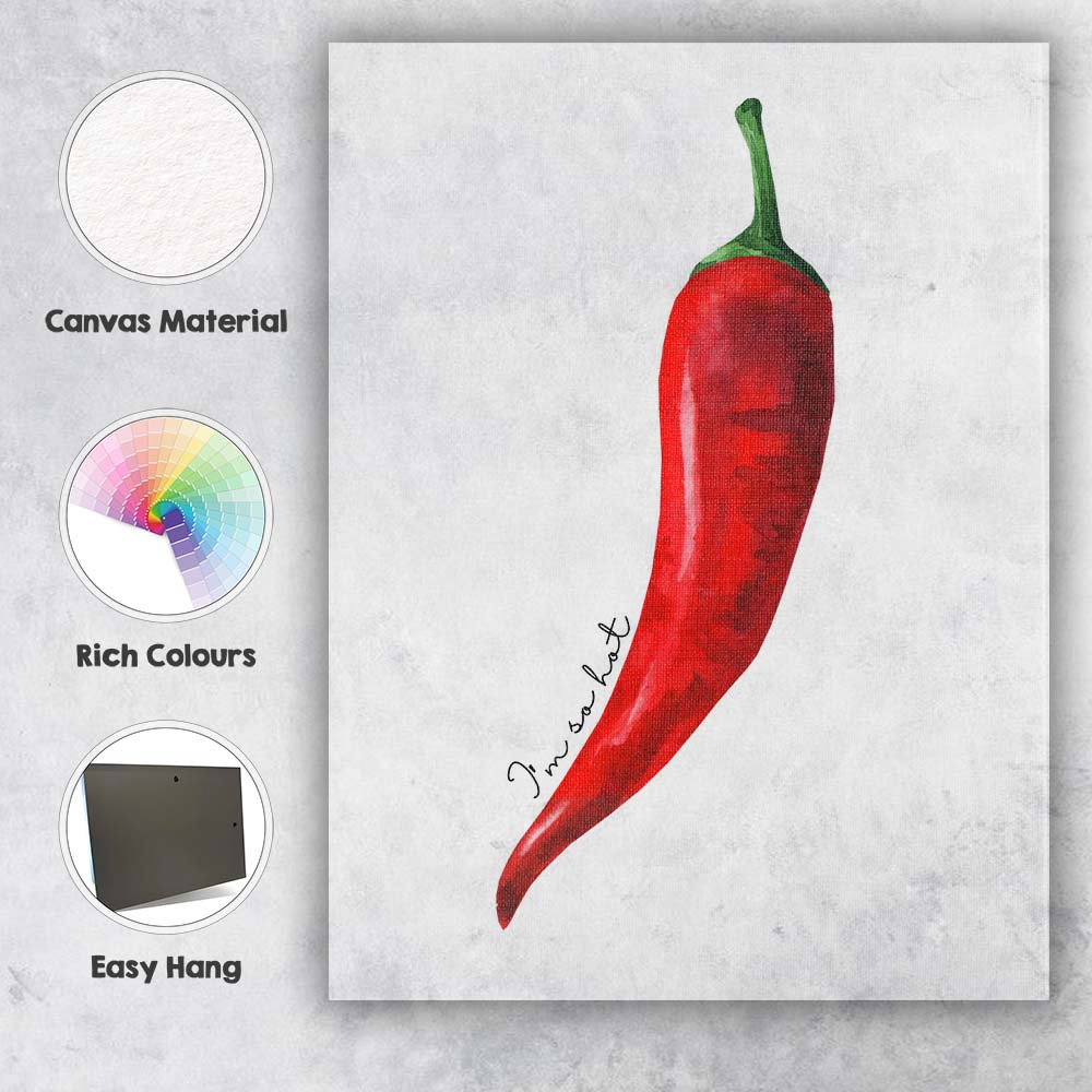 Watercolour Red Chilli Pepper Botanical Kitchen Illustration Canvas Wall Art Print Decor Picture Ready to Hang