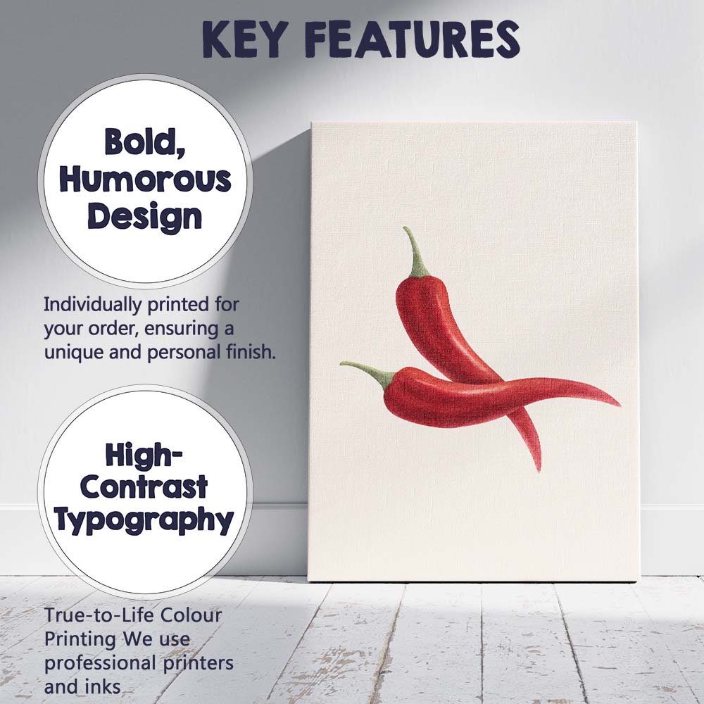 Watercolour Red Chilli Peppers Botanical Kitchen Art Canvas Wall Art Print Decor Picture Ready to Hang