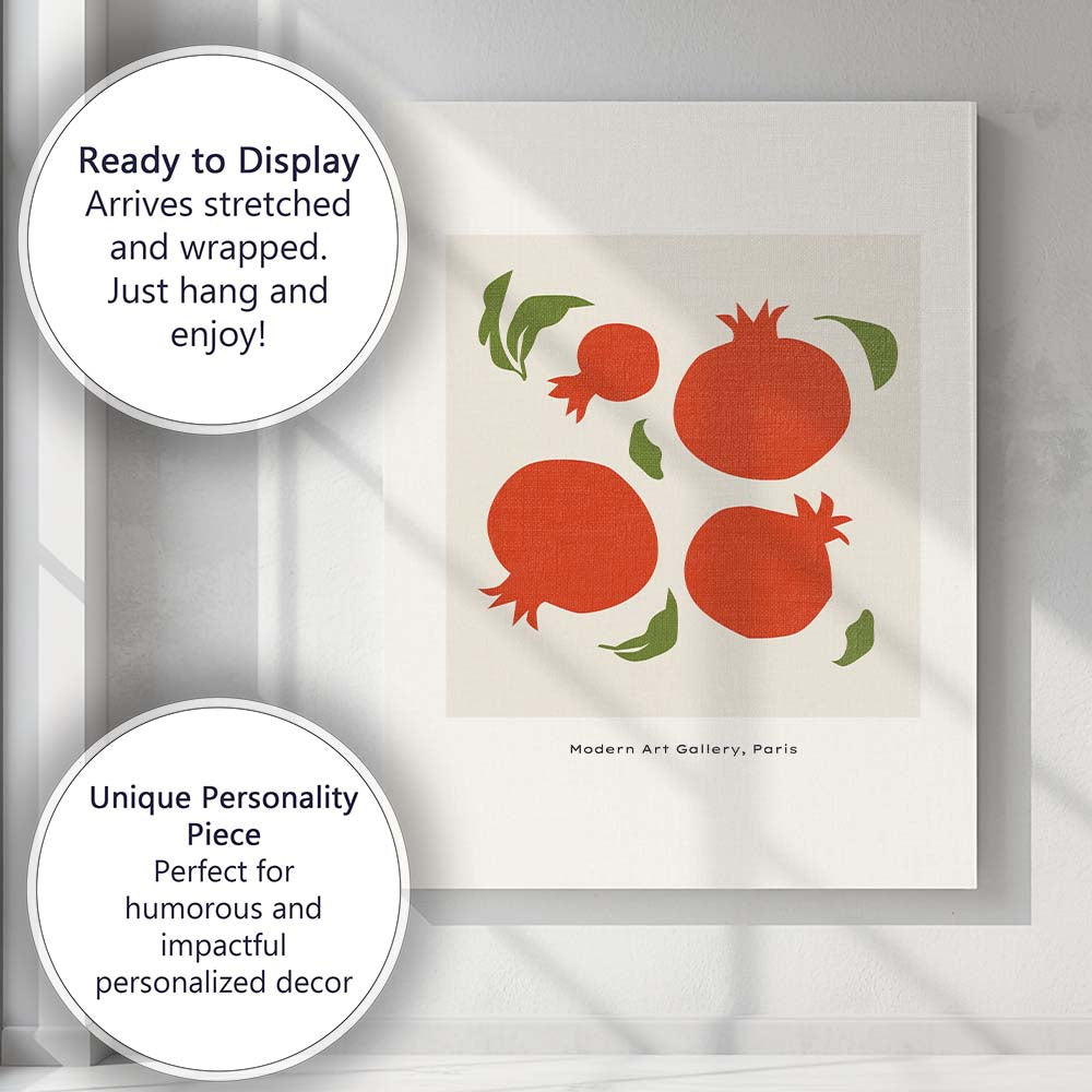 Modern Pomegranate Fruit Gallery Poster Illustration Canvas Wall Art Print Decor Picture Ready to Hang