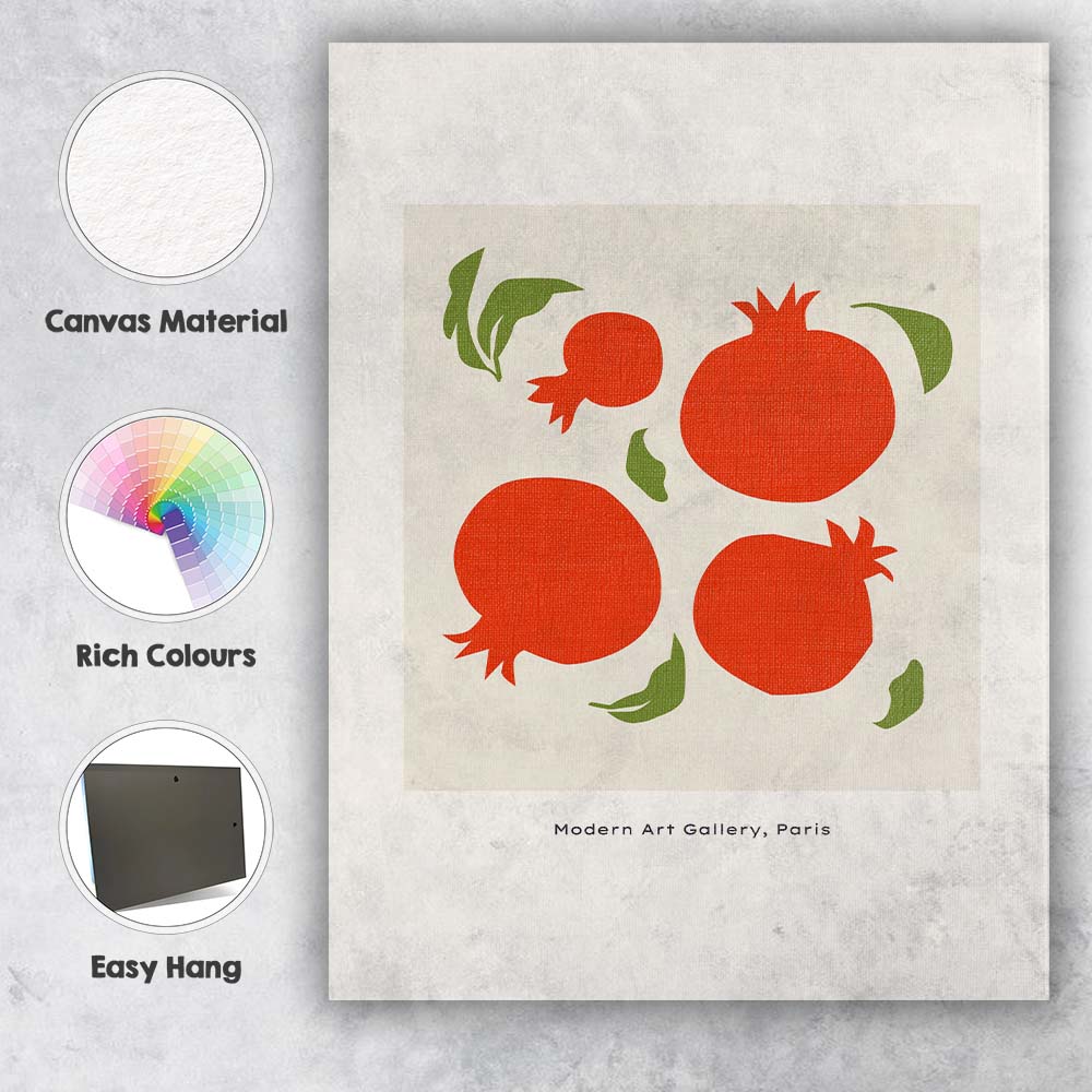 Modern Pomegranate Fruit Gallery Poster Illustration Canvas Wall Art Print Decor Picture Ready to Hang