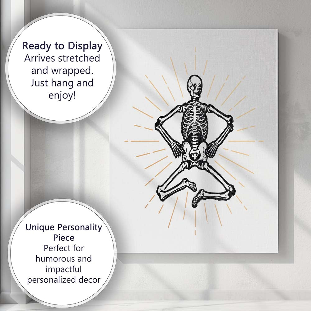 Yoga Pose Skeleton Spiritual Anatomy Illustration Canvas Wall Art Print Decor Picture Ready to Hang