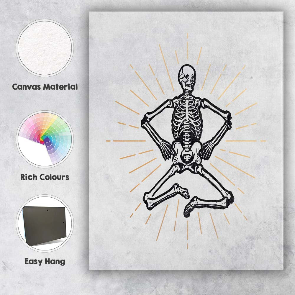 Yoga Pose Skeleton Spiritual Anatomy Illustration Canvas Wall Art Print Decor Picture Ready to Hang