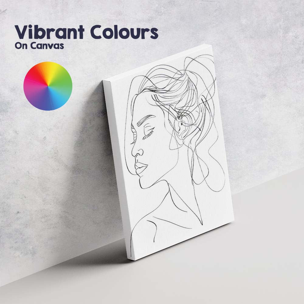Minimalist Continuous Line Woman Portrait Abstract Face Drawing Canvas Wall Art Print Decor Picture Ready to Hang
