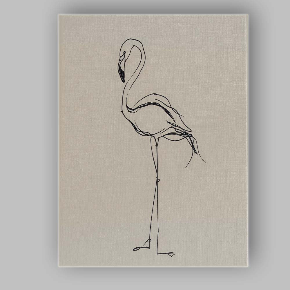 Minimalist Flamingo Line Drawing Bird Sketch Canvas Wall Art Print Decor Picture Ready to Hang