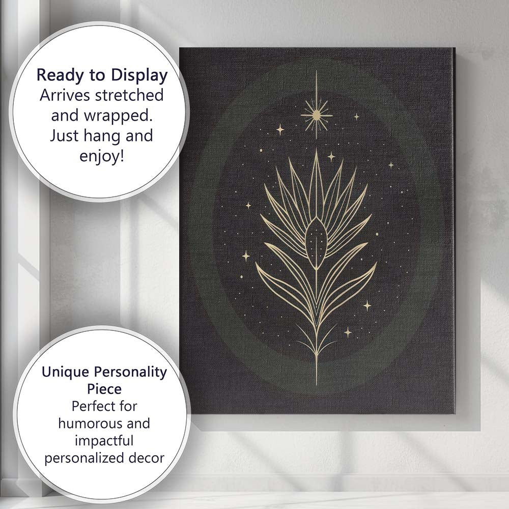Celestial Tropical Bird Of Paradise Botanical Gold Line Art Canvas Wall Art Print Decor Picture Ready to Hang