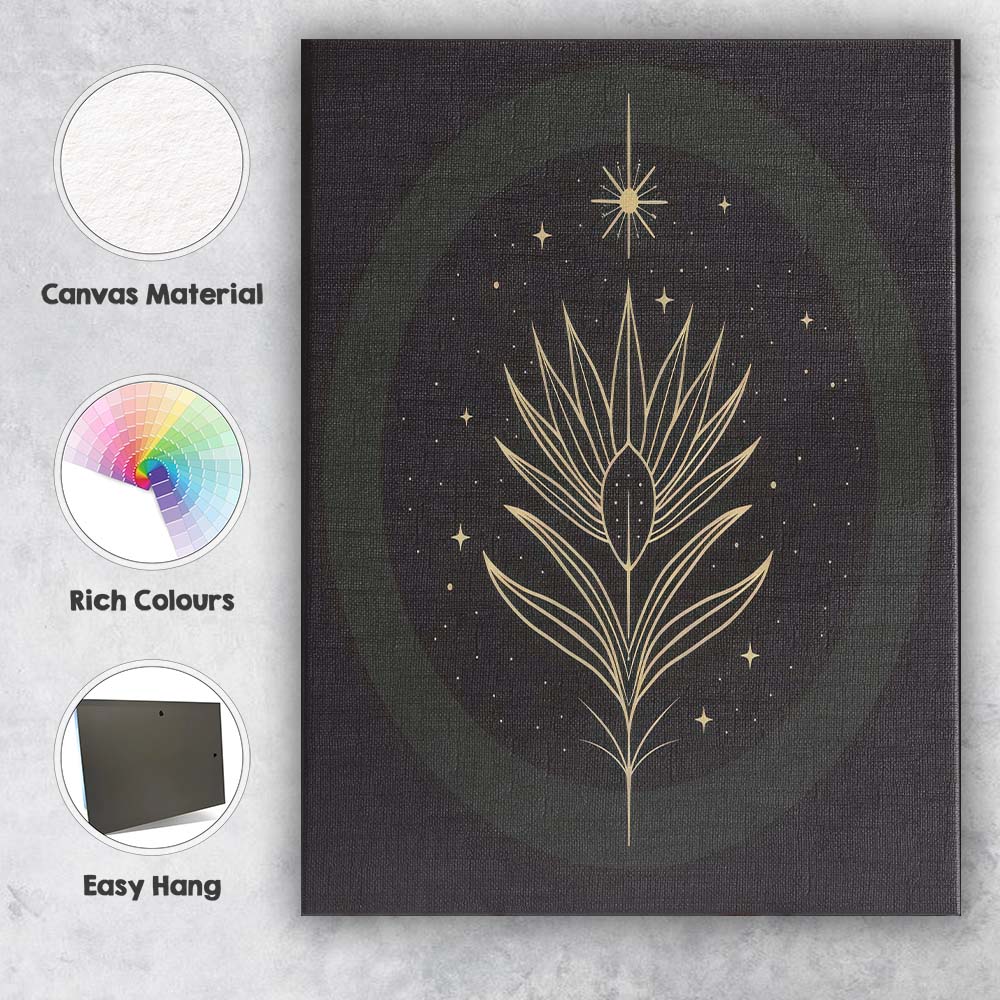 Celestial Tropical Bird Of Paradise Botanical Gold Line Art Canvas Wall Art Print Decor Picture Ready to Hang