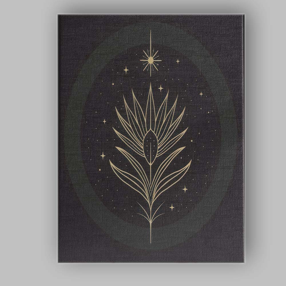 Celestial Tropical Bird Of Paradise Botanical Gold Line Art Canvas Wall Art Print Decor Picture Ready to Hang