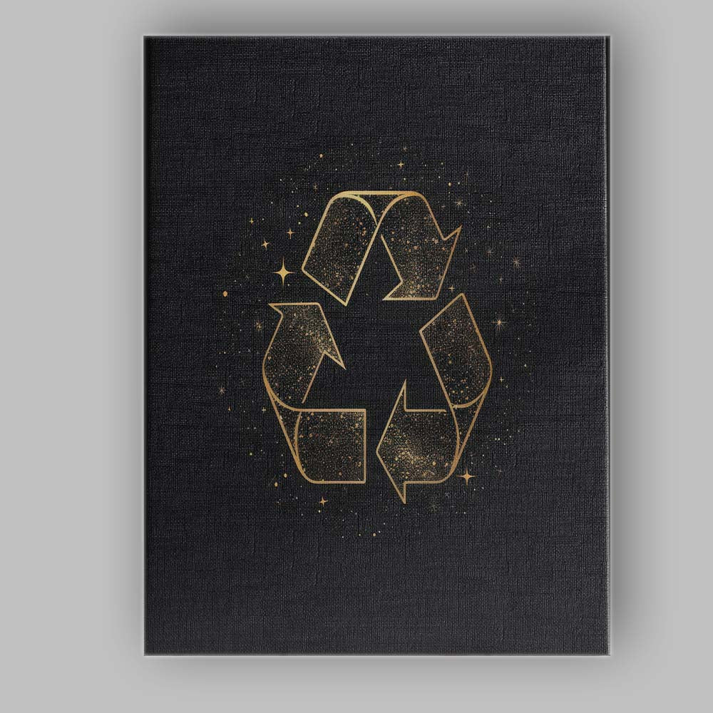 Golden Recycling Symbol Eco Sustainability Line Art Canvas Wall Art Print Decor Picture Ready to Hang