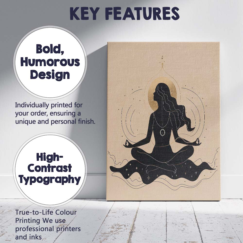 Minimalist Female Meditation Silhouette Spiritual Canvas Wall Art Print Decor Picture Ready to Hang