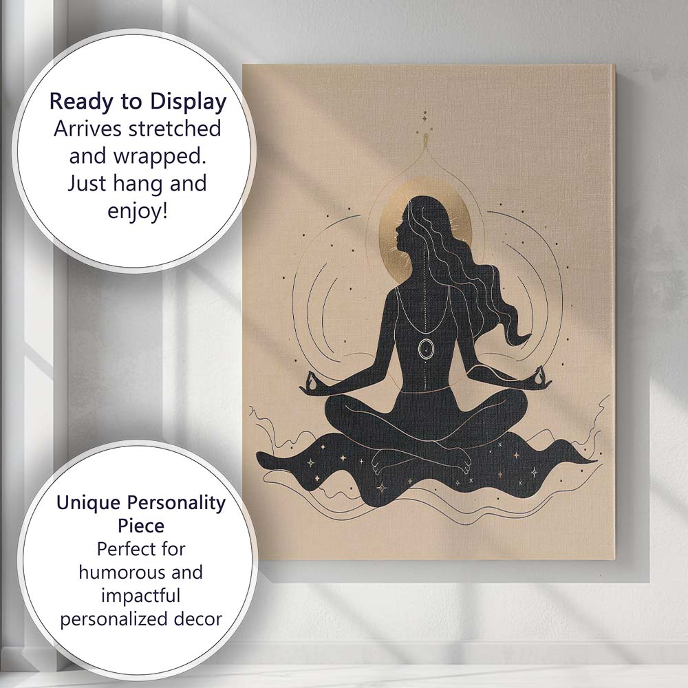 Minimalist Female Meditation Silhouette Spiritual Canvas Wall Art Print Decor Picture Ready to Hang