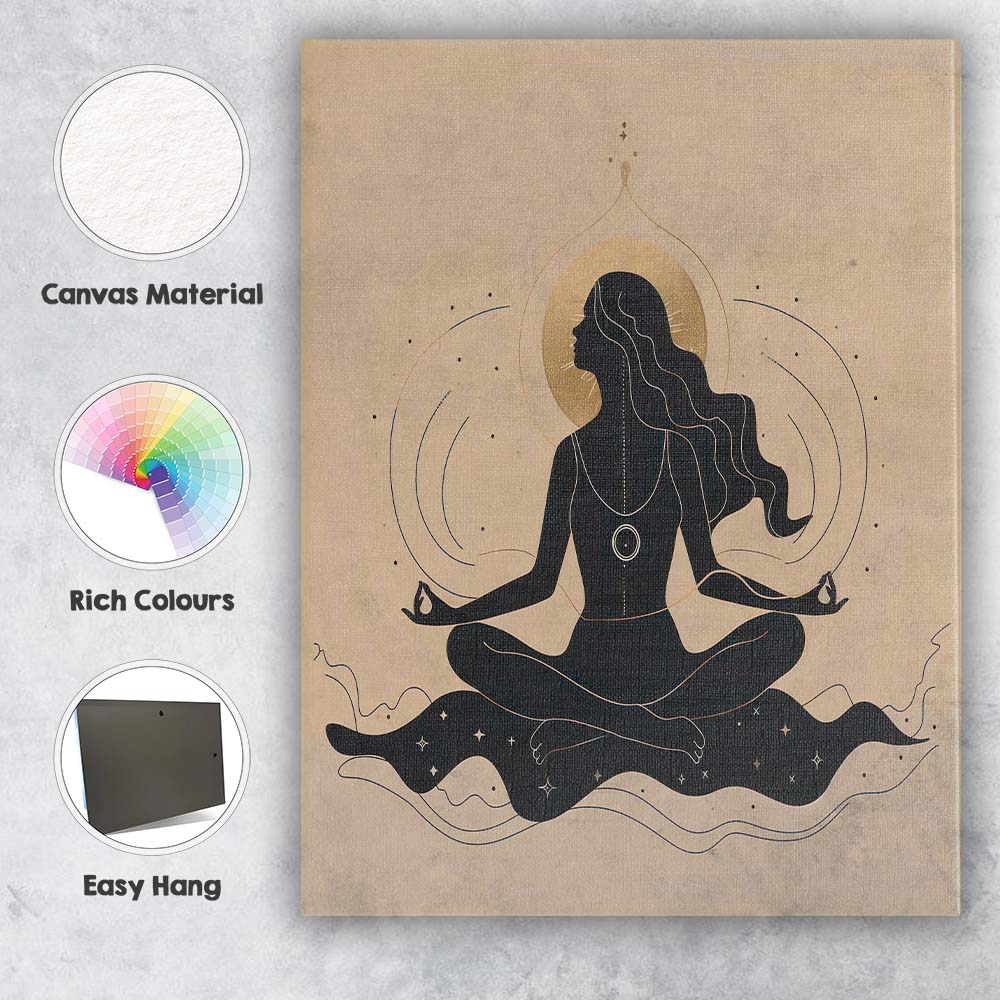 Minimalist Female Meditation Silhouette Spiritual Canvas Wall Art Print Decor Picture Ready to Hang
