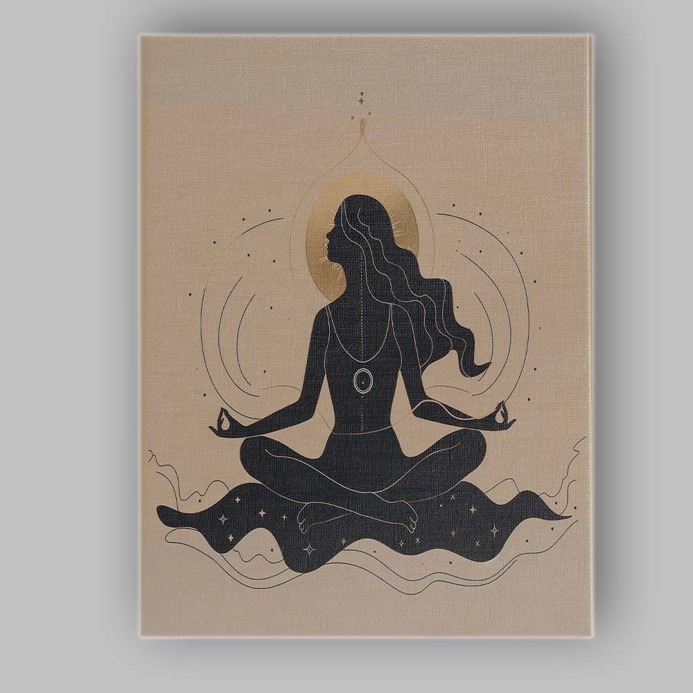 Minimalist Female Meditation Silhouette Spiritual Canvas Wall Art Print Decor Picture Ready to Hang
