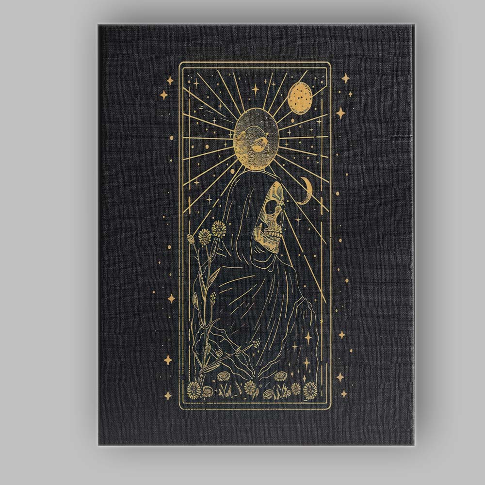 Celestial Hooded Skull Moon Tarot Style Canvas Wall Art Print Decor Picture Ready to Hang