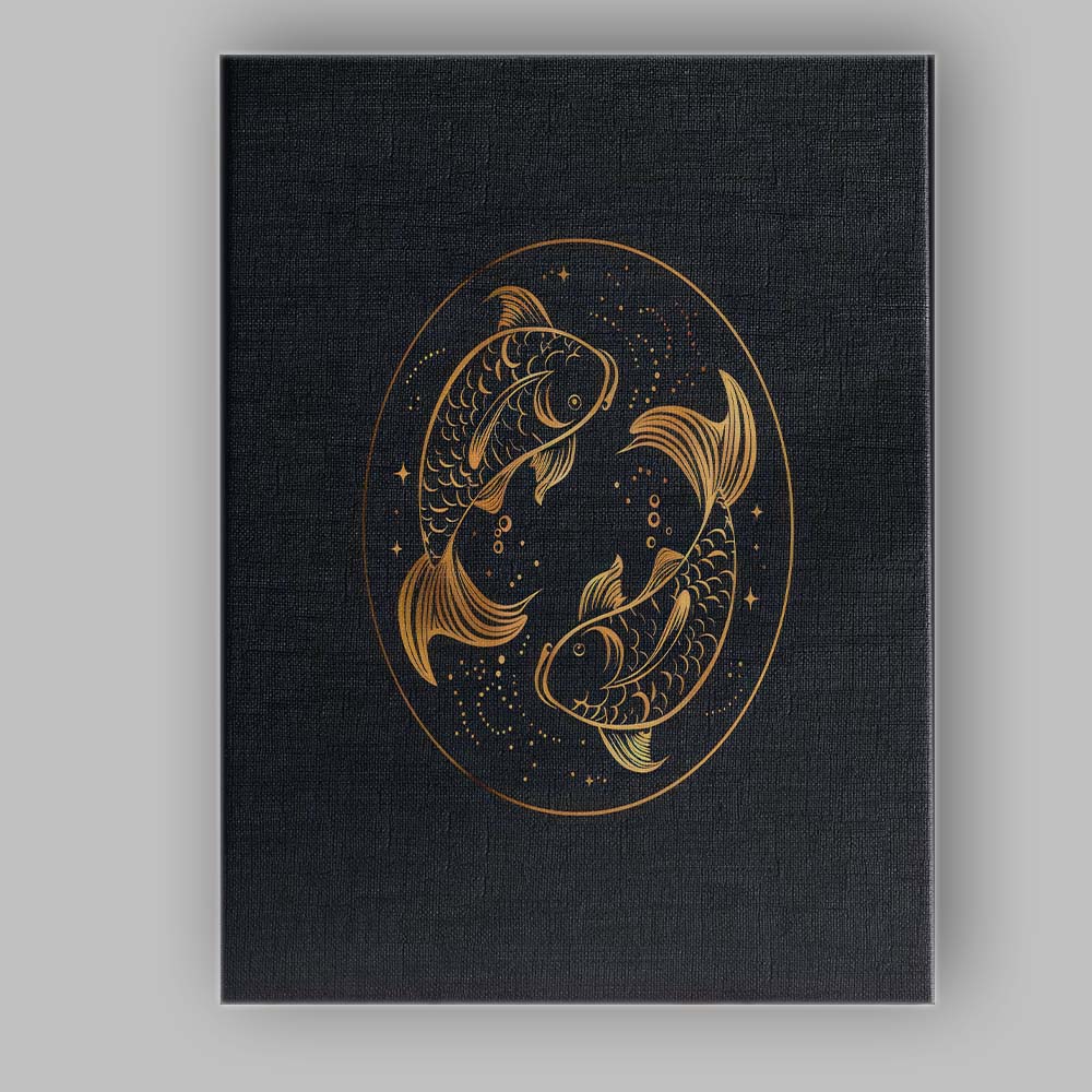 Mystical Pisces Koi Fish Gold Line Art Canvas Wall Art Print Decor Picture Ready to Hang