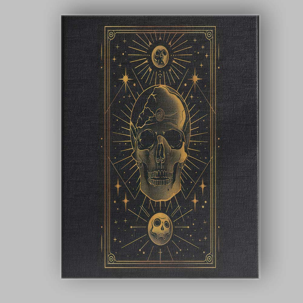 Mystical Celestial Skull Gold Line Art Canvas Wall Art Print Decor Picture Ready to Hang