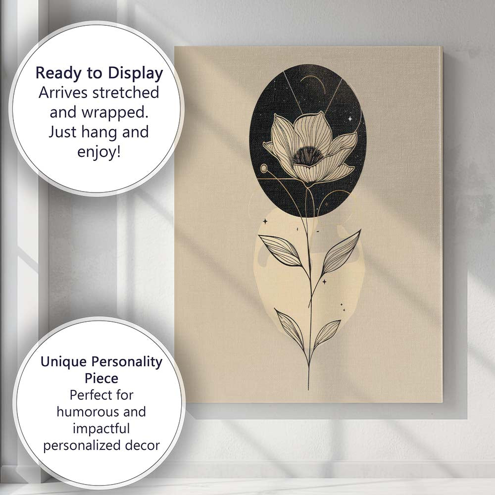 Celestial Abstract Blossom Botanical Line Art Canvas Wall Art Print Decor Picture Ready to Hang