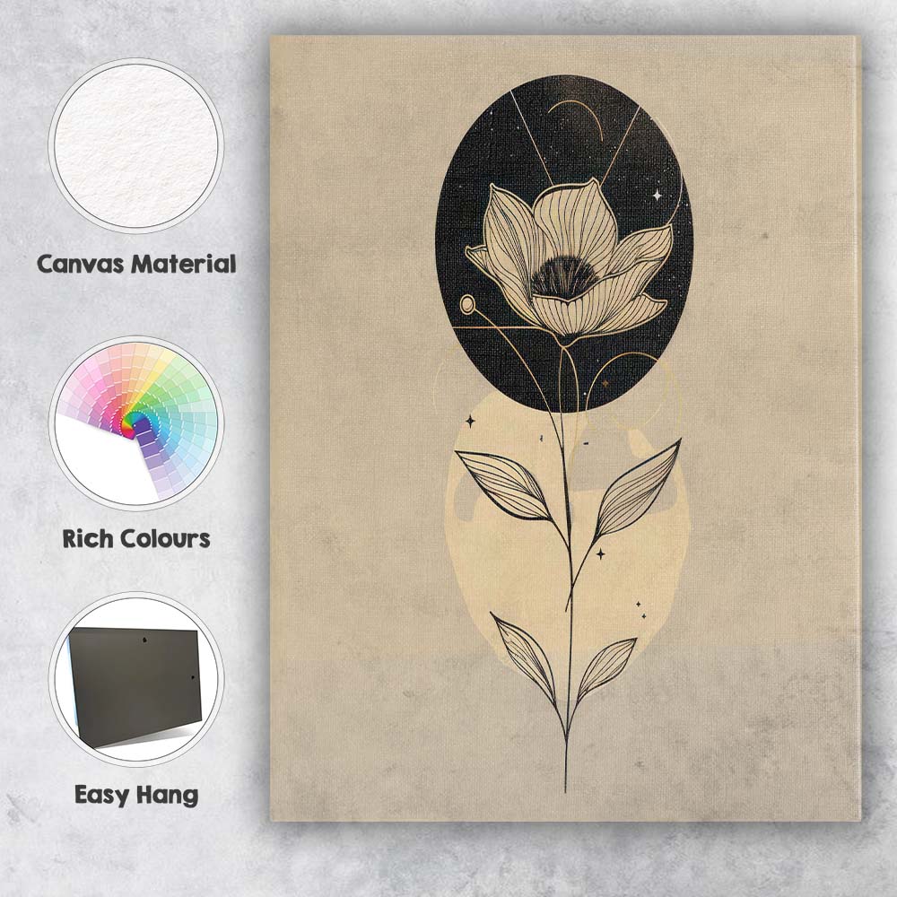 Celestial Abstract Blossom Botanical Line Art Canvas Wall Art Print Decor Picture Ready to Hang