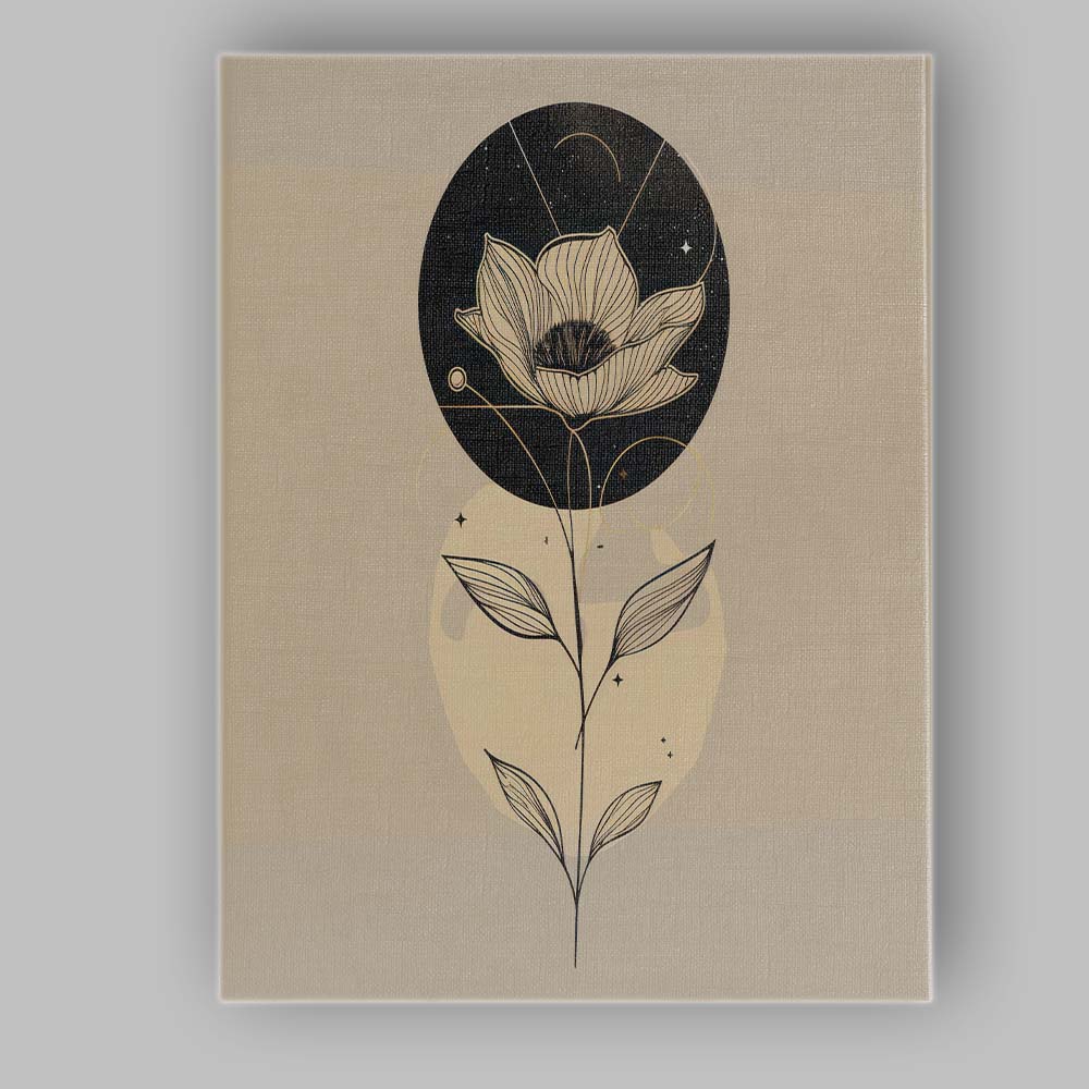 Celestial Abstract Blossom Botanical Line Art Canvas Wall Art Print Decor Picture Ready to Hang