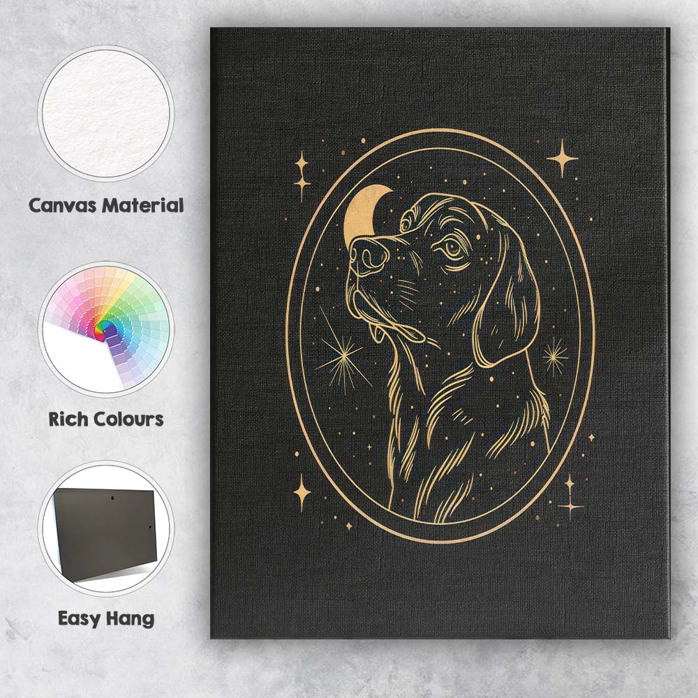 Celestial Labrador Dog Portrait Gold Line Art Canvas Wall Art Print Decor Picture Ready to Hang