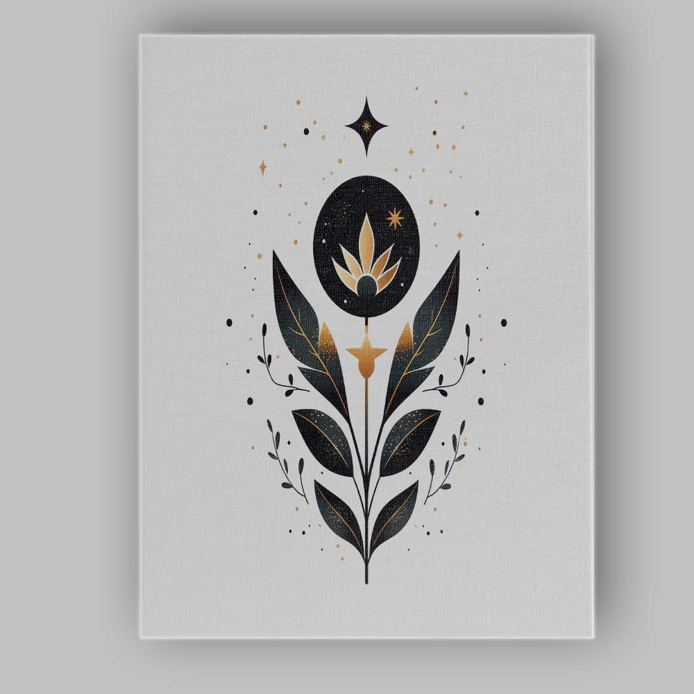 Modern Celestial Botanical Floral Moon Phase Illustration Canvas Wall Art Print Decor Picture Ready to Hang