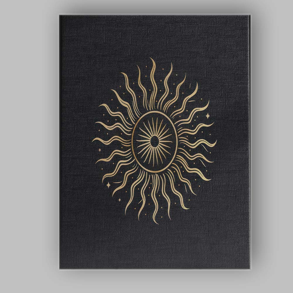 Boho Celestial Radiant Sun Gold Line Art Canvas Wall Art Print Decor Picture Ready to Hang