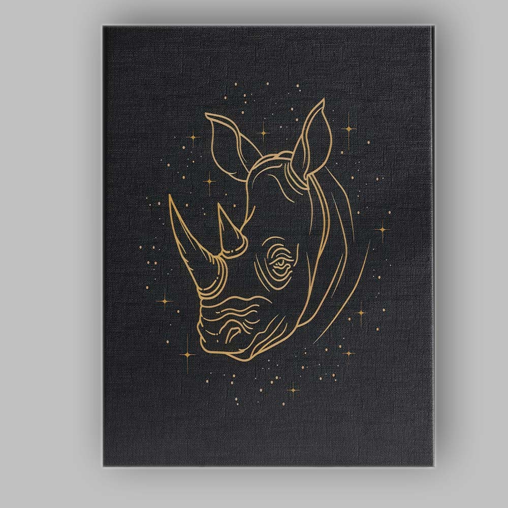 Minimal Rhinoceros Head Gold Line Art Canvas Wall Art Print Decor Picture Ready to Hang