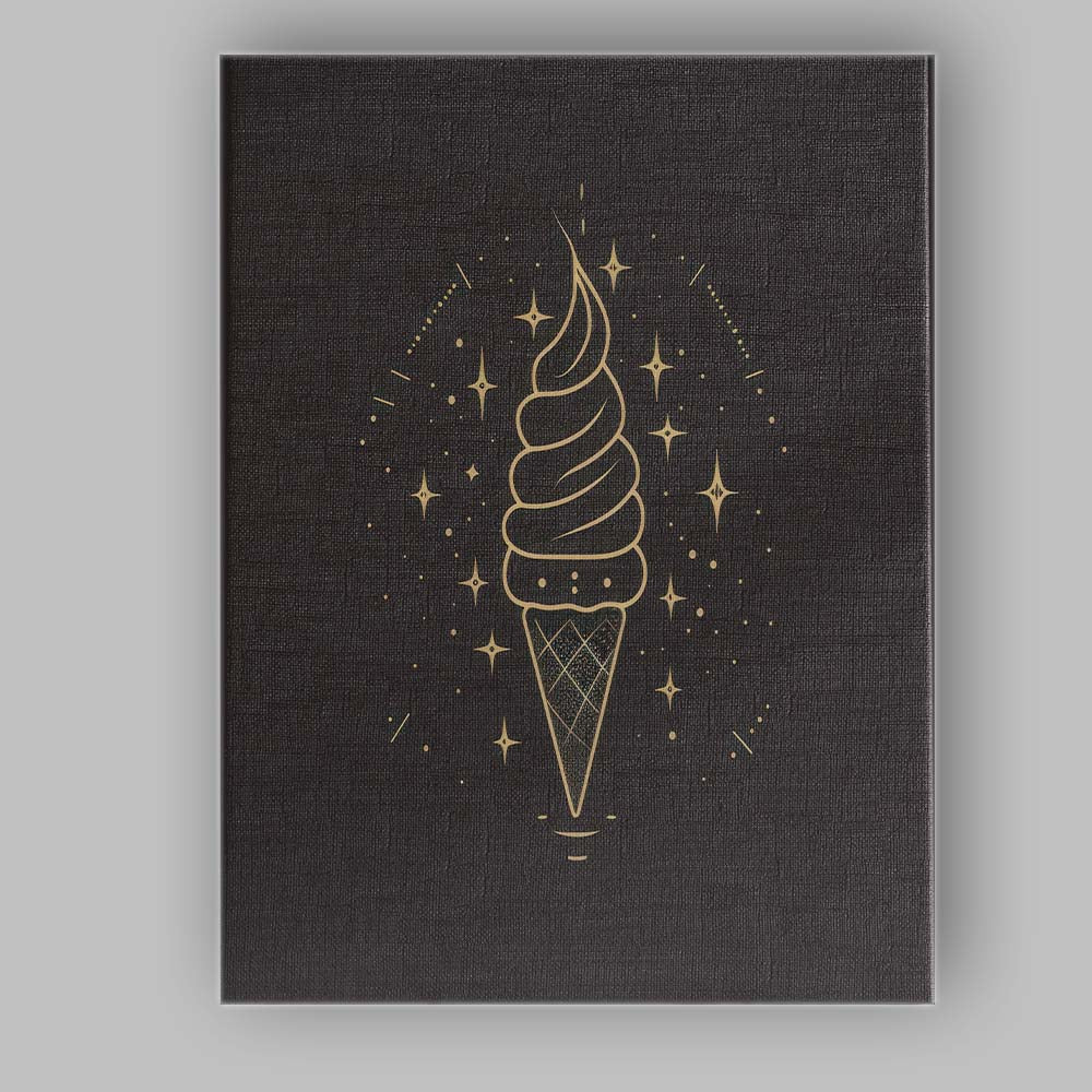 Minimal Soft Serve Ice Cream Gold Line Art Canvas Wall Art Print Decor Picture Ready to Hang